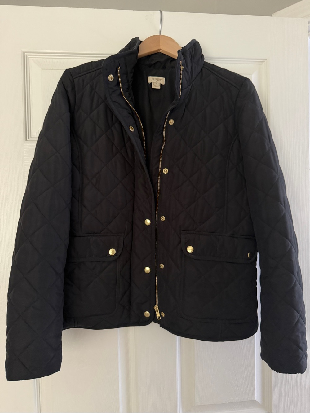 J. Crew Quilted Black Utility Jacket with Gold Hardware